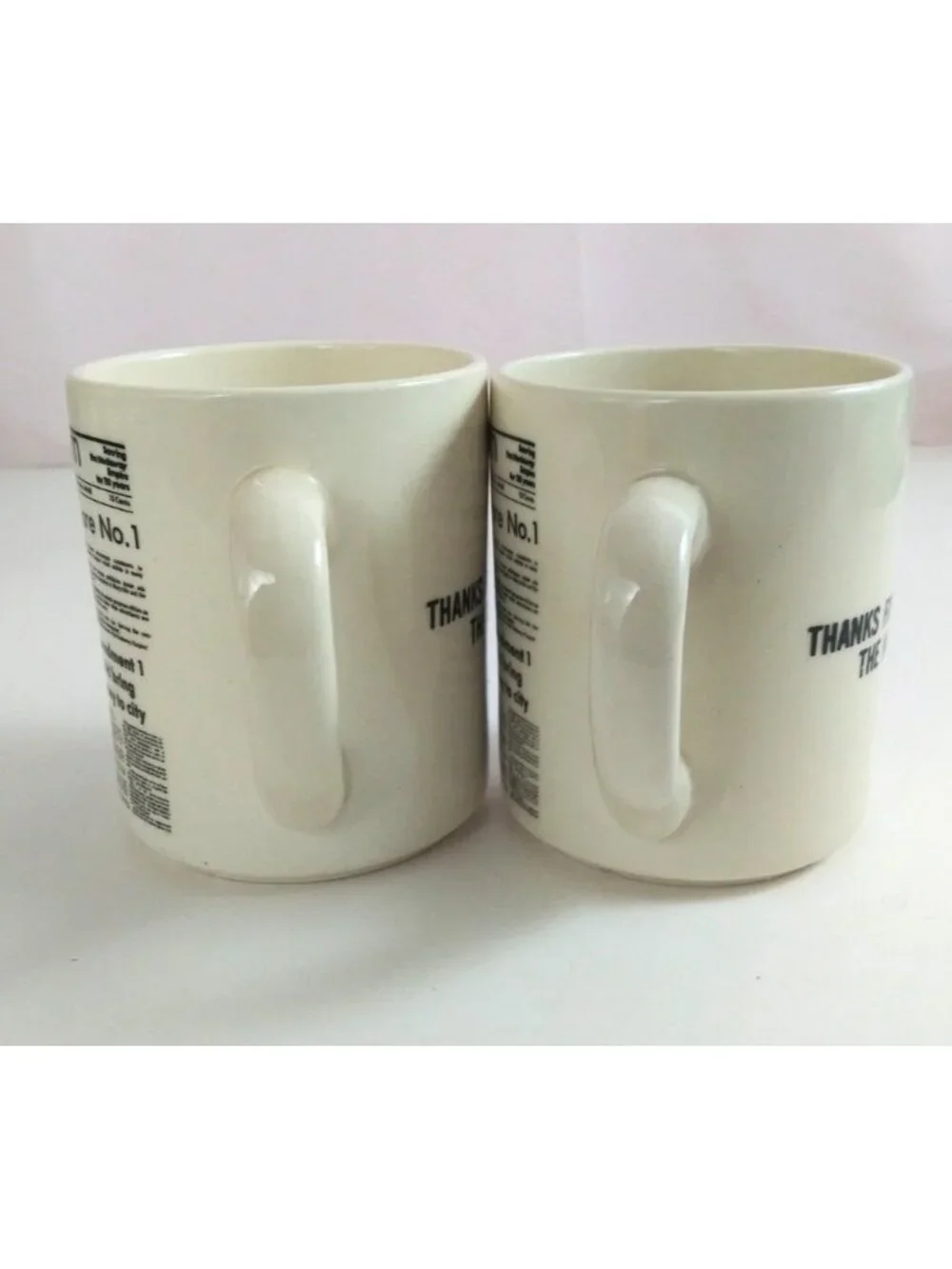 Vintage 1979 Set Of 2 The Daily Forum Maryville News Print Novelty Coffee Cups